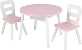 KidKraft Set met ronde opbergtafel en 2 stoelen - roze en wit