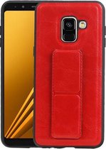 Grip Stand Hardcase Backcover voor Samsung Galaxy A8 (2018) Rood
