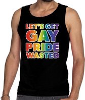 Lets get gay pride wasted tanktop/mouwloos shirt zwart heren S