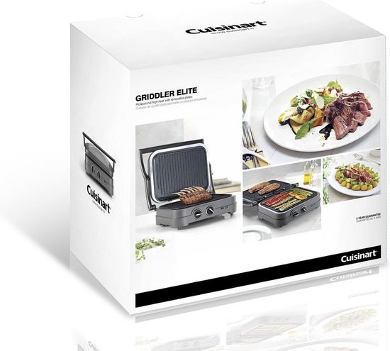Cuisinart Griddler Elite Grill Contactgrill GR47E - PFAS Vrij - Grillen / Barbeque / Panini - Afwasbare platen - Tot 240 °C - Cuisinart
