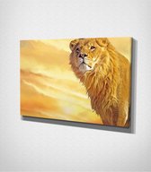 Lion - Painting Canvas - 120 x 80 cm - Schilderij - Canvas - Slaapkamer - Wanddecoratie  - Slaapkamer - Foto op canvas