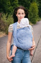 Geweven draagdoek baby - Jeans Blauw - Fling Diesel - Maat 5 - Te gebruiken vanaf geboorte - Van super zacht Italiaans katoen