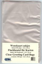 Wenskaart Zakjes - Transparant - 12,5x18cm+3cm klep met hersluitbare kleefstrip. 300 Stuks