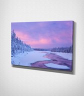 Winter Day Canvas - 30 x 40 cm - Landschap - Schilderij - Canvas - Slaapkamer - Wanddecoratie  - Slaapkamer - Foto op canvas