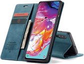 CASEME Samsung Galaxy A70 Retro Wallet Hoesje - Blauw