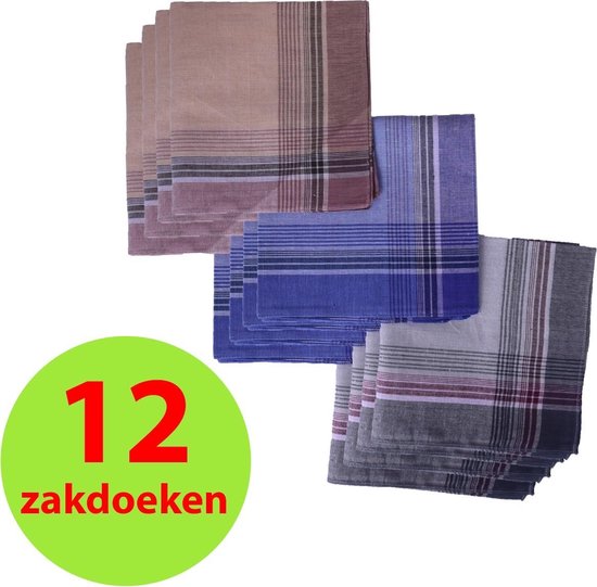 burgemeester servet Voorbijgaand 12 Heren Zakdoeken-100% Katoen-40x40cm.-3 kleuren Donker | bol.com