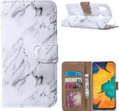 Xssive Hoesje voor Samsung Galaxy A30 A305 - Book Case - Marmer Wit
