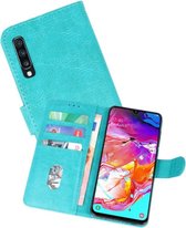 Hoesje Geschikt voor Samsung Galaxy A70 - Kaarthouder Book Case Telefoonhoesje - Groen