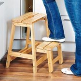 Decopatent® Keukentrap - Opstap Trap Met 2 Treden - Bamboe Hout Keukentrapje Kruk Tweestaps Ladder Keukentrap