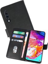 Hoesje Geschikt voor Samsung Galaxy A70 - Kaarthouder Book Case Telefoonhoesje - Zwart