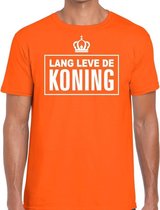 Lang Leve de Koning tekst shirt heren - Oranje Koningsdag/ Holland supporter kleding M