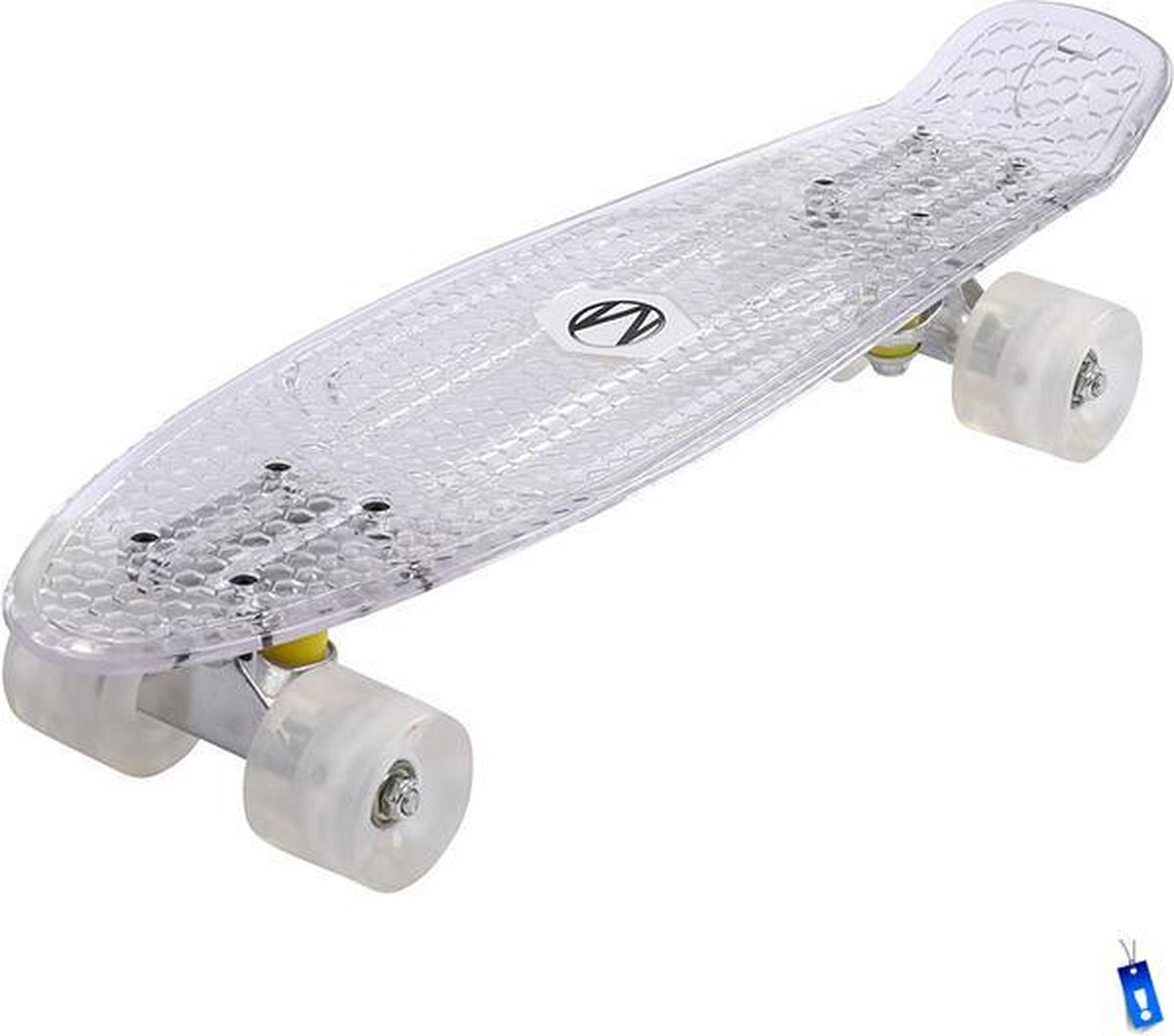 Retro Plastic Skateboard Penny Board - Wieltjes met LED verlichting -  Transparant Wit | bol.com