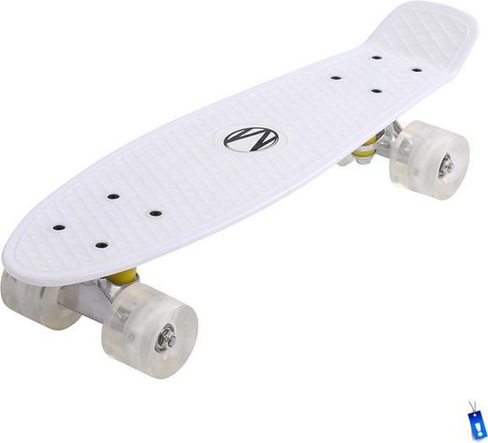 Wiskundige Bewonderenswaardig Aanbeveling Retro Plastic Skateboard Penny Board - Wieltjes met LED verlichting - Wit |  bol.com