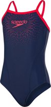 Speedo Gala Logo Girls Thinstrap Muscleback Kinderen Badpak  - Blauw/Rood  - Maat 116