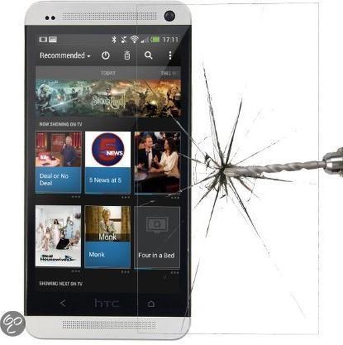 Glazen Screenprotector Tempered Glass  (0.3mm) voor HTC One M7 op Prijzenvolger.com