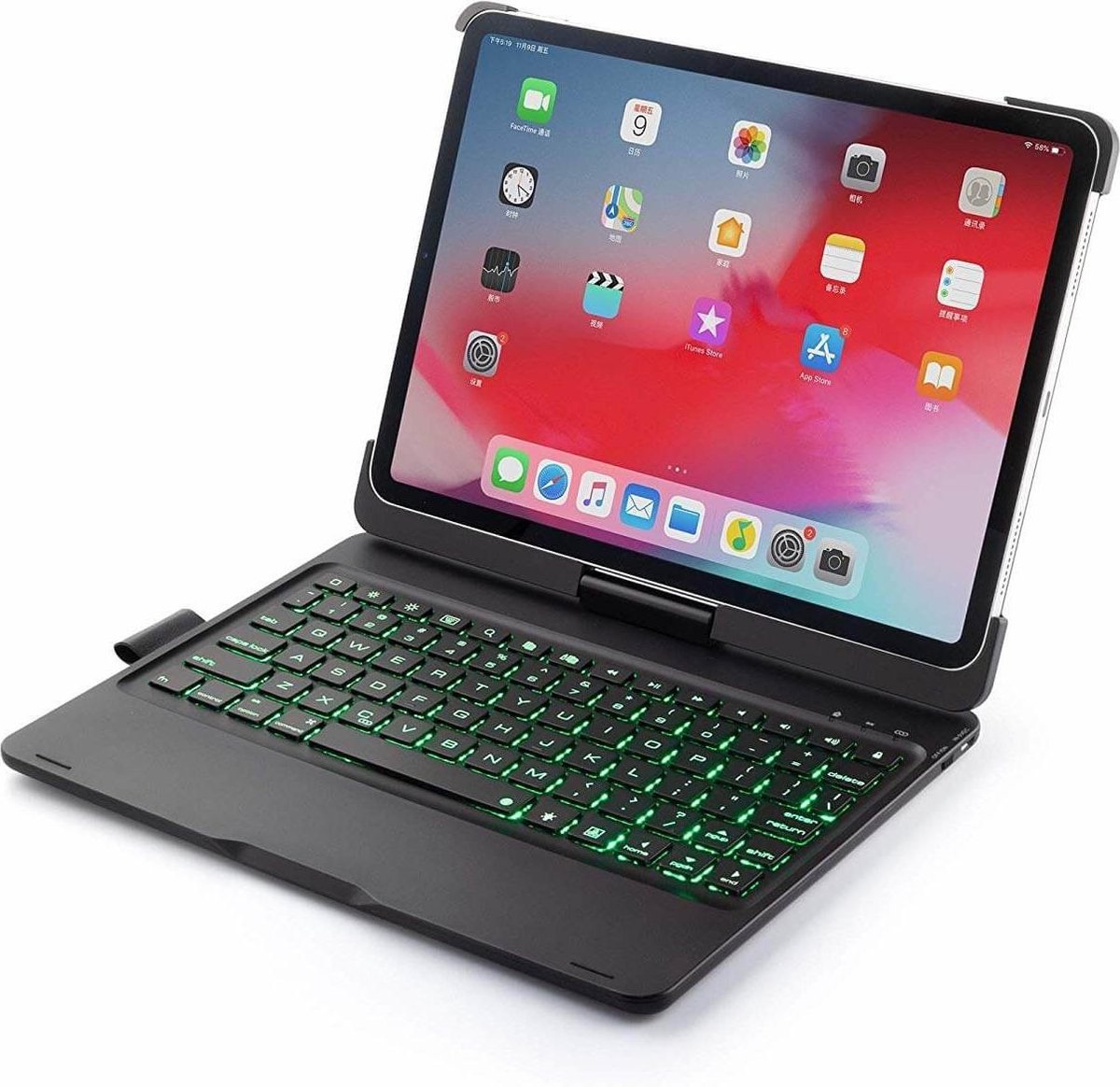 iPad Pro 11 toetsenbord draaibare case zwart