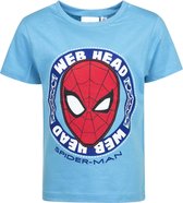 Marvel Ultimate Spider-Man - T-shirt - Model "Spider-Man Webhead" - Hemelsblauw - 128 cm - 8 jaar - 100% Katoen