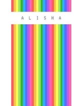 Alisha: Personalized rainbow sketchbook with name