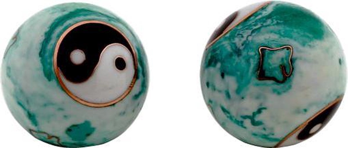 Goedkoopste Meridiaankogels - Yin Yang - wit/groen