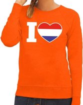 Oranje Holland vlag sweater / trui dames - Oranje Koningsdag/ supporter kleding S