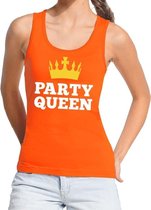 Oranje Party Queen tanktop / mouwloos shirt  voor dames - Koningsdag kleding S