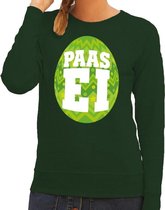 Paas sweater groen met fel groen ei voor dames S