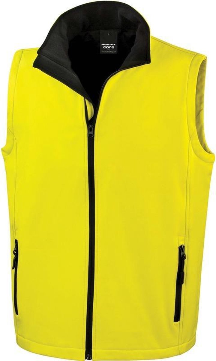 Softshell casual bodywarmer geel voor heren - Sportkleding hardlopen/zeilen - Mouwloze vesten 3XL