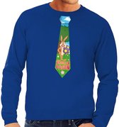 Paashaas stropdas vrolijk Pasen sweater blauw voor heren 2XL