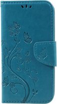 Bloemen Book Case - Samsung Galaxy S8 Hoesje - Lichtblauw