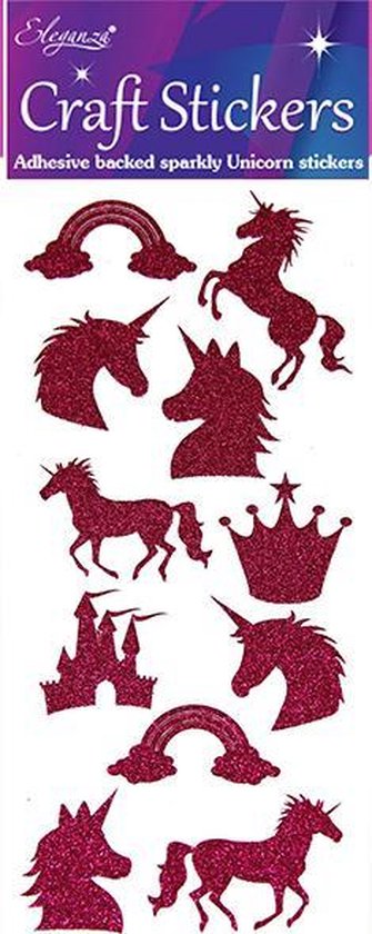 Oaktree - Stickers Glitter Unicorn set Fuchsia (per vel)