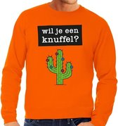 Wil je een Knuffel tekst sweater oranje heren - heren trui Wil je een Knuffel - oranje kleding L