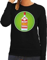 Foute kersttrui / sweater Merry Chrismas Vodka zwart voor dames - Kersttrui voor wodka liefhebber L (40)