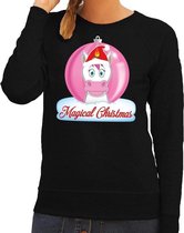 Foute kersttrui eenhoorn magical christmas - zwart - voor dames S (36)