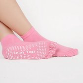 Yoga sokken met antislip - roze met tenen - maat 36 tot 40