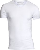 Garage 202 - Bodyfit T-shirt V-hals korte mouw wit L 95% katoen 5% elastan