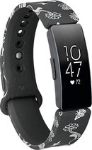 Sportbandje Black Silver Flowers Small - geschikt voor Fitbit Inspire (HR, 2)