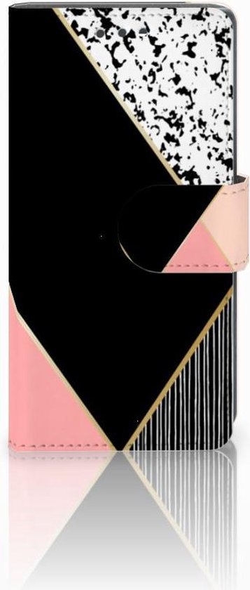 Bookcase Sony Xperia X Compact Black Pink Shapes
