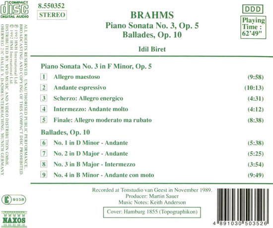 Brahms:Piano Son. 3/4 Ballades