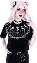 Restyle Crop top -XS- Moon Geometry Zwart