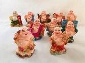 Happy Boeddha geluksbrenger - 10 stuks verschillend - 5 cm - handgeschilderd
