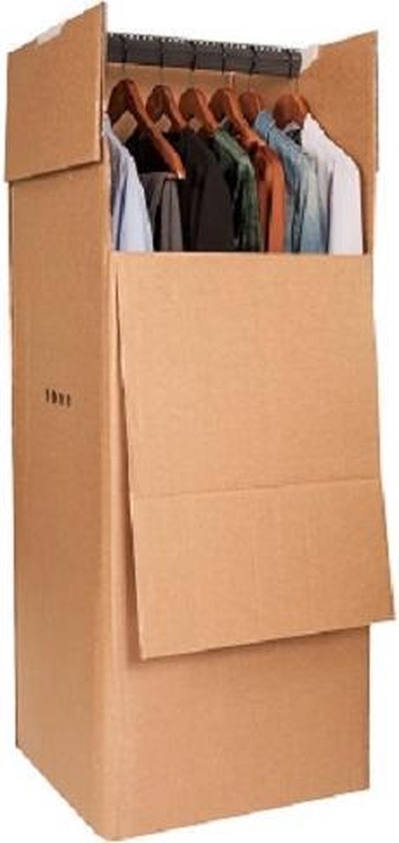 Verhuisdoos voor Kleding. 2 Kledingboxen voor al uw kledingstukken  inclusief roede. | bol.com