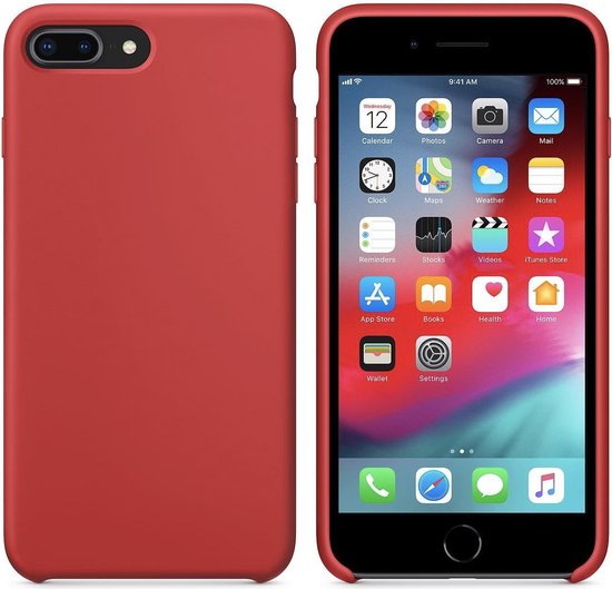 bol.com | Luxe siliconen hoesje - rood - voor Apple iPhone 7 Plus - iPhone  8 Plus - suède binnenkant