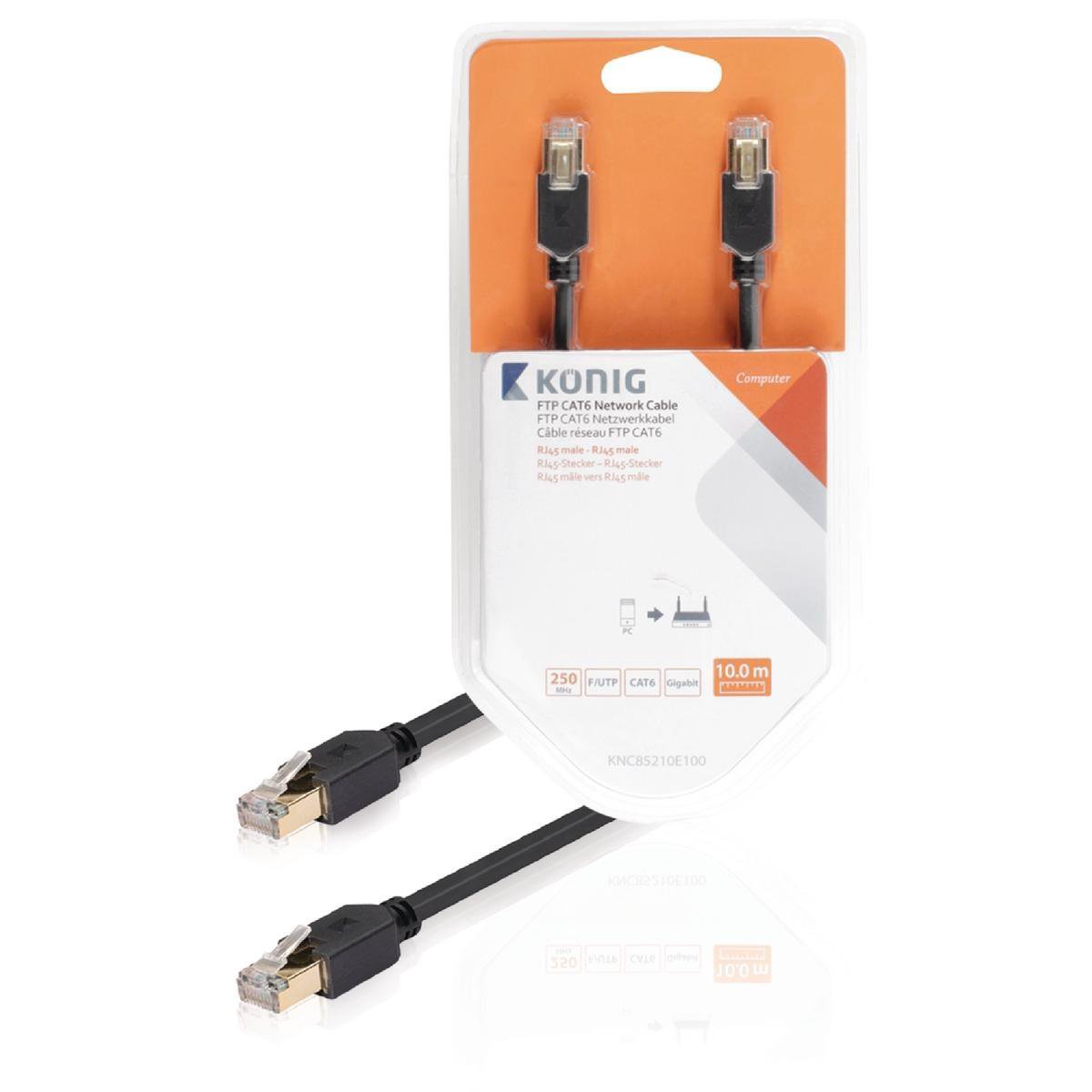 Konig KNC85210E100 - Netwerkkabel - RJ45 - 10 m - Grijs