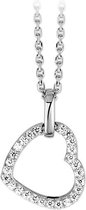 The Jewelry Collection Ketting Hart Zirkonia 1,3 mm 41 + 4 cm - Zilver