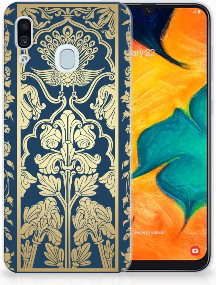 Samsung Galaxy A30 TPU Case Beige Flowers
