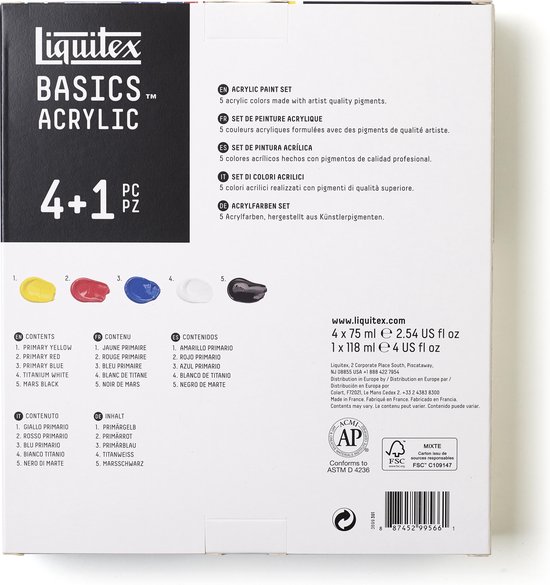 Liquitex Basics Acrylic Mediums Set - 5x75ml  Acrylic gel medium,  Liquitex, Liquitex acrylic paint