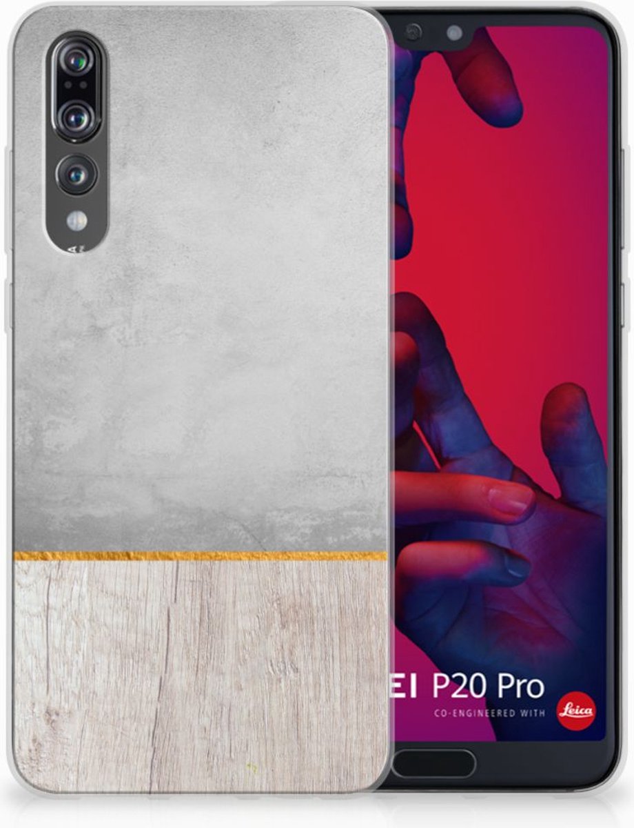 Huawei P20 Pro Bumper Hoesje Wood Concrete