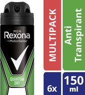 Rexona Dry Quantum Men - 6 x 150 ml - Deodorant Spray - Voordeelverpakking