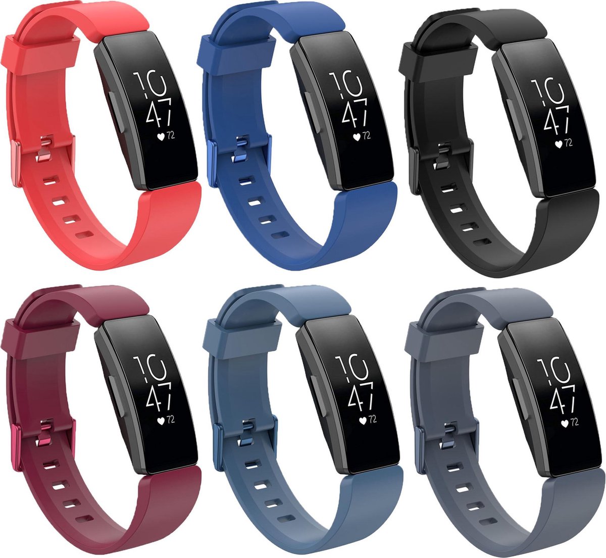 KELERINO. Siliconen bandje geschikt voor Fitbit Inspire (HR) - 6-pack - Herfst - Small