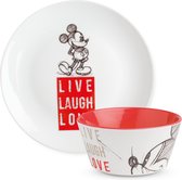 Live Laugh Love - Set - dessertbord en kom - rood